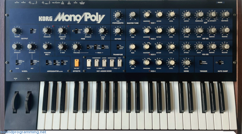 Korg Mono/Poly Top View Korg MonoPoly Front View