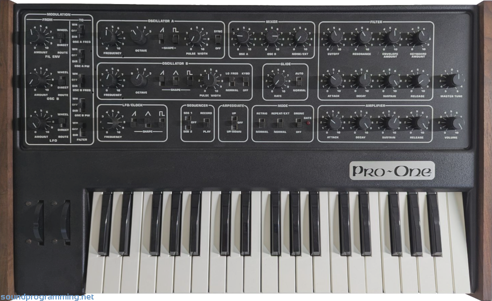 Sequential Circuits Pro-One Top View Sequential Circuits Pro-One Front View